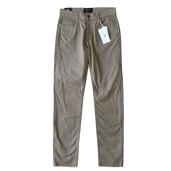 American Heritage Men's Khaki Trouser Pants Size 32 Slim Fit Stretch Beige NEW - Picture 2 of 15